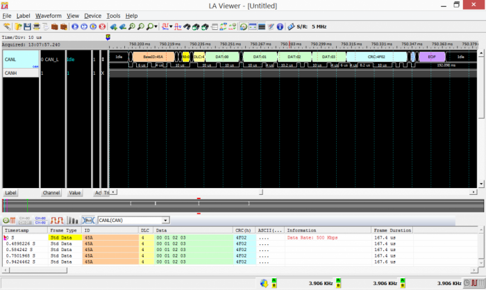 SAMC21 Xplained Pro CAN bus record